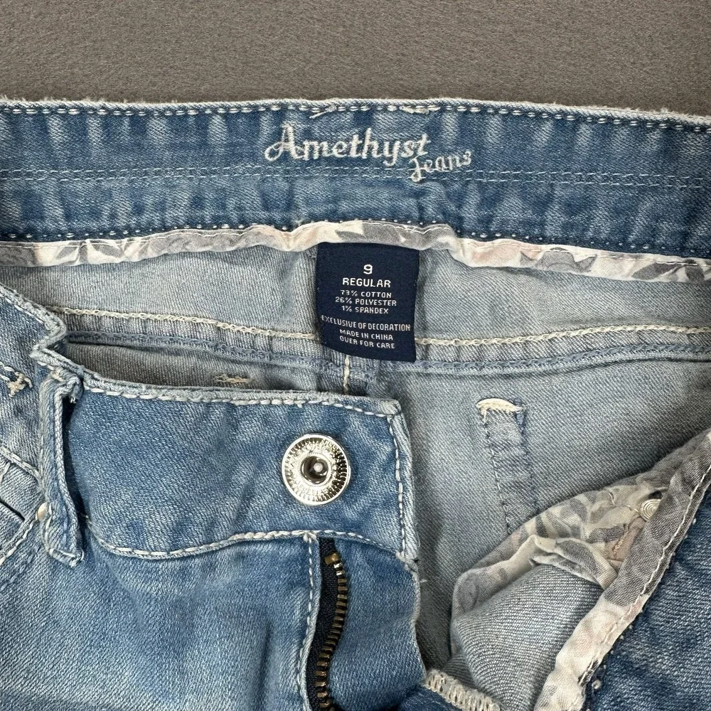Amethyst Jeans Girls 9R Blue Mona Be Beautiful Denim Distressed Skinny Grunge‎